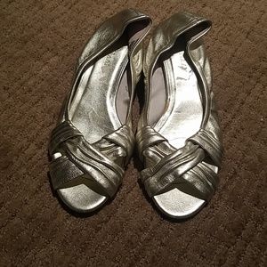 Cole Haan Gold open toe sandal/heel